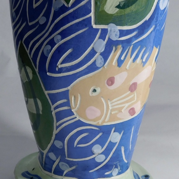Studio Pottery VASE - Colorful Arts and Crafts Vase signed \
